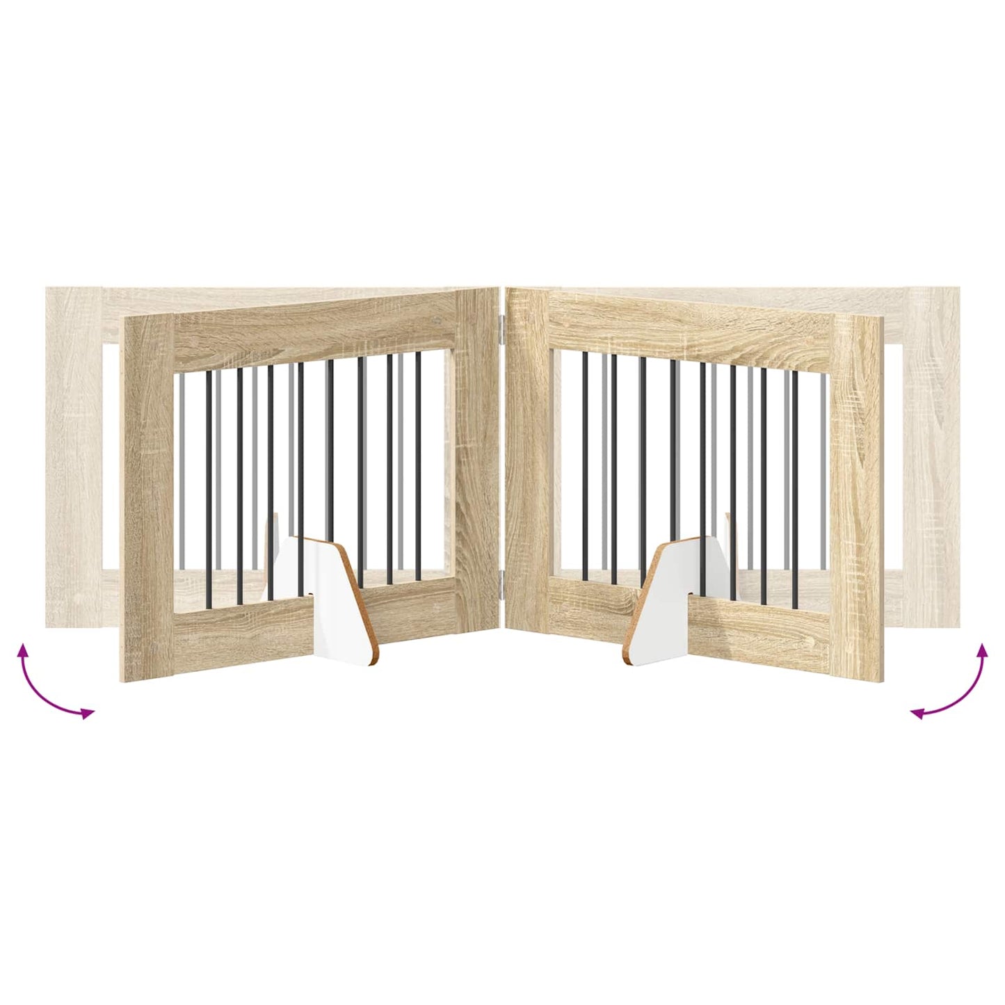 Foldable Dog Gate with Stands 4 pcs Sonoma Oak 321 cm