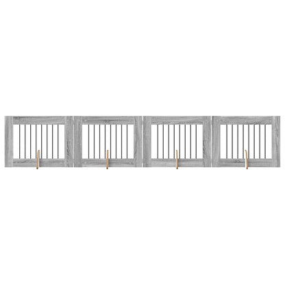 Dog Gate with Stands 4 pcs Grey Sonoma 80 x 60 cm