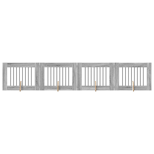Foldable Dog Gate with Stands 4 pcs Grey Sonoma 321 cm
