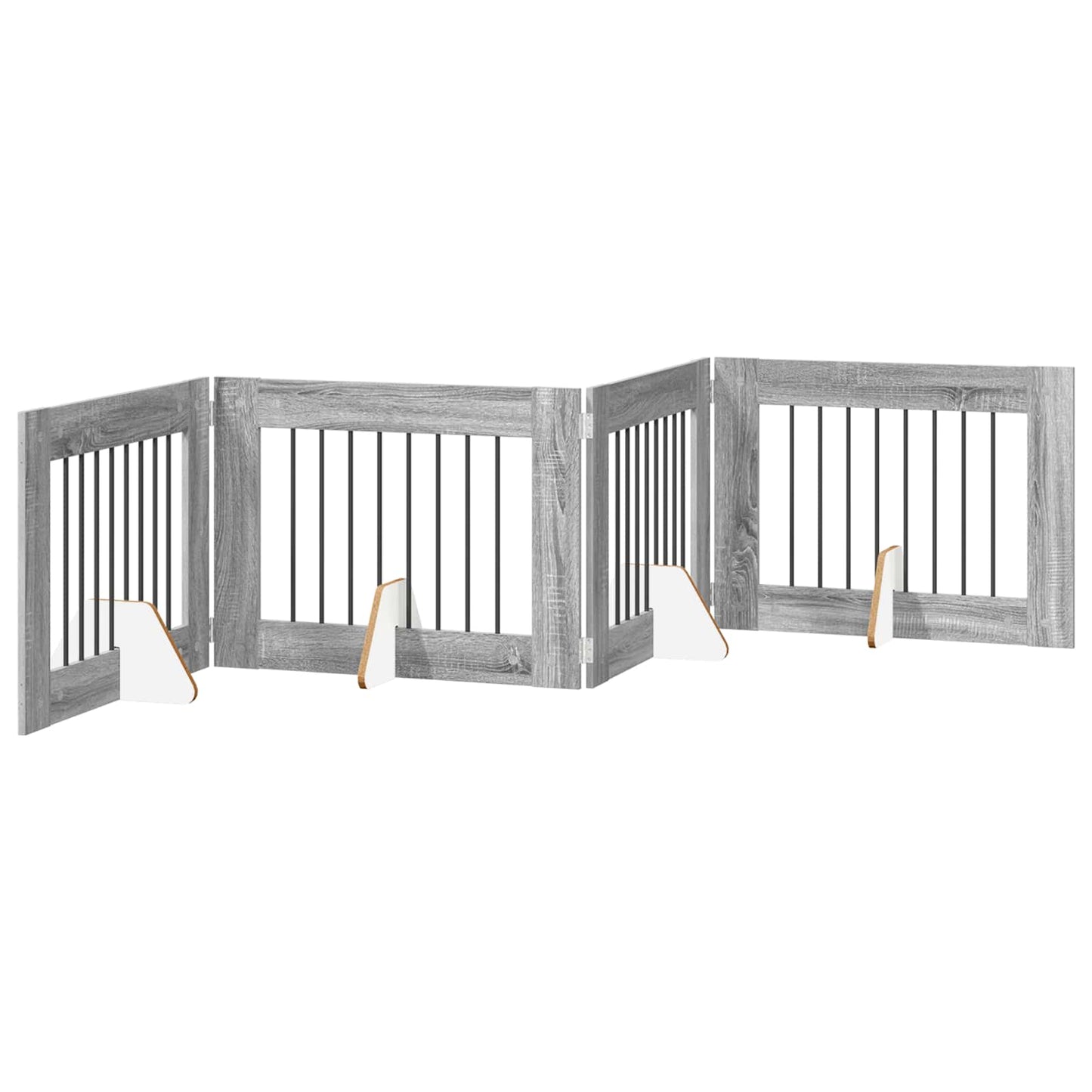 Dog Gate with Stands 4 pcs Grey Sonoma 80 x 60 cm