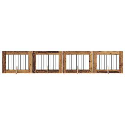Dog Gate with Stands 4 pcs Old Wood 80 x 60 cm Engineered Wood