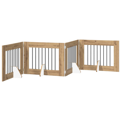 Foldable Dog Gate with Stands 4 pcs Artisan Oak 321 cm