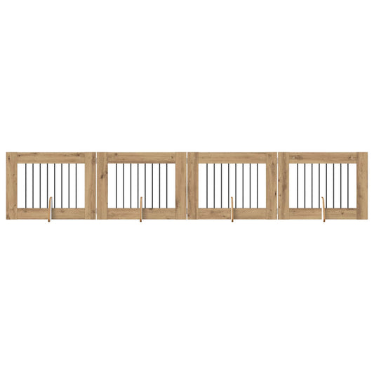 Foldable Dog Gate with Stands 4 pcs Artisan Oak 321 cm