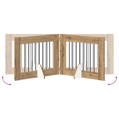 Foldable Dog Gate with Stands 4 pcs Artisan Oak 321 cm