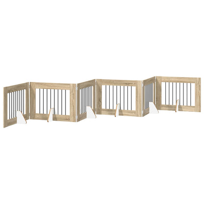 Foldable Dog Gate with Stands 6 pcs Sonoma Oak 482 cm