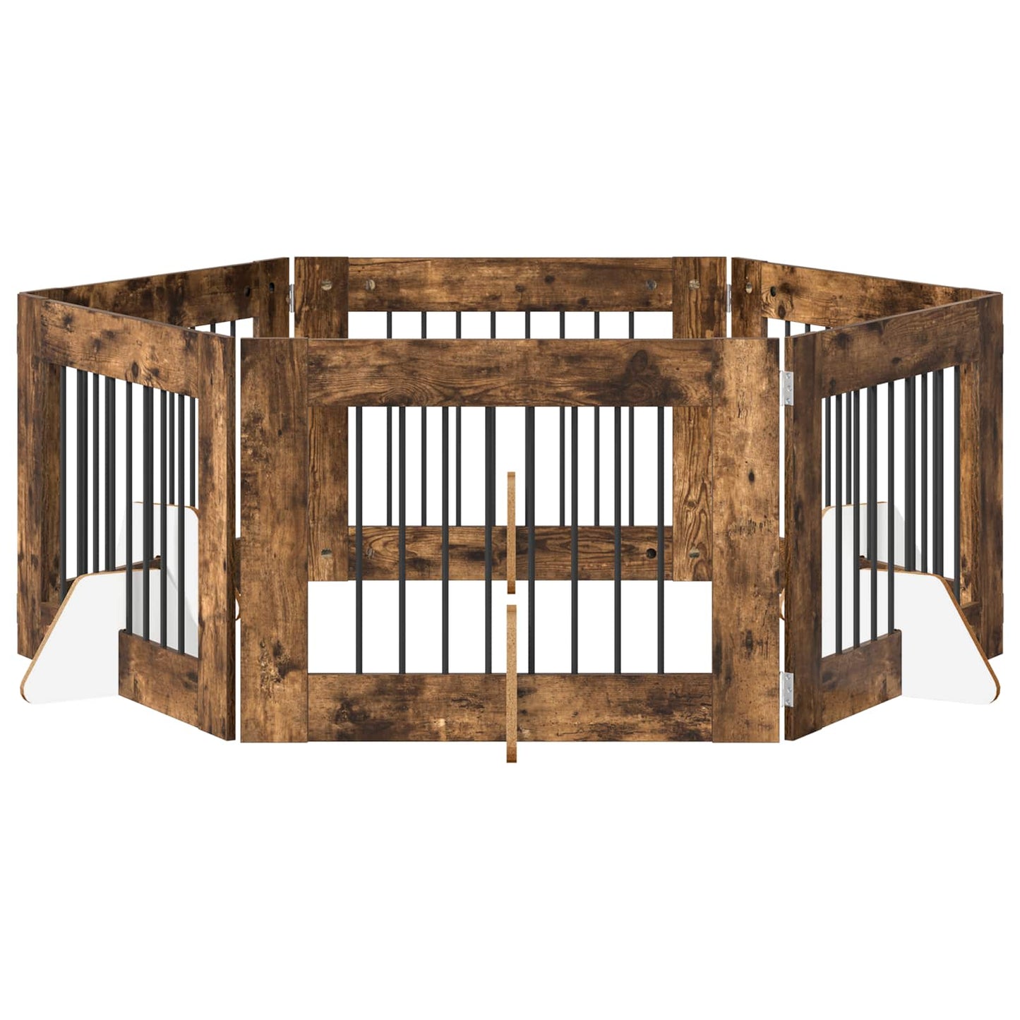 Dog Gate with Stands 6 pcs Smoked Oak 80 x 60 cm