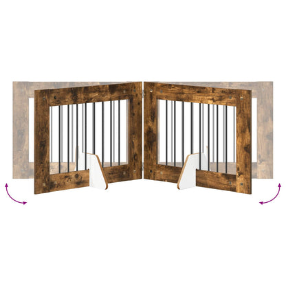 Foldable Dog Gate with Stands 6 pcs Smoked Oak 482 cm