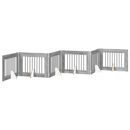 Foldable Dog Gate with Stands 6 pcs Grey Sonoma 482 cm