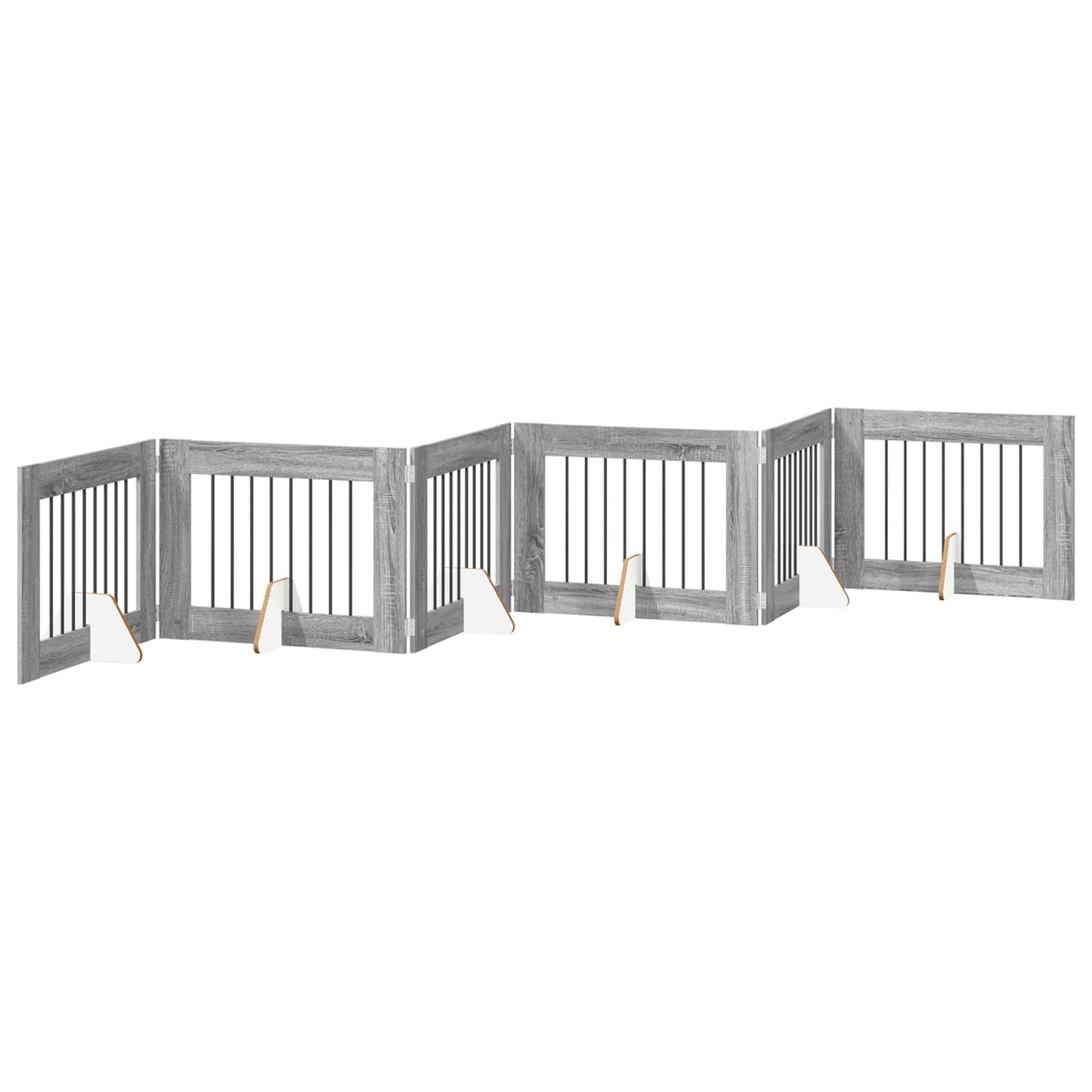 Dog Gate with Stands 6 pcs Grey Sonoma 80 x 60 cm