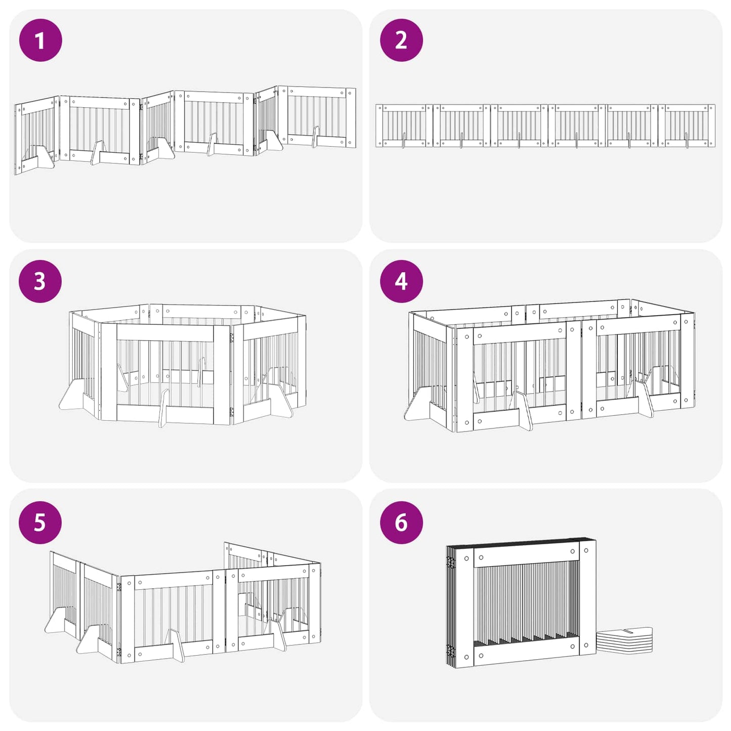 Foldable Dog Gate with Stands 6 pcs Grey Sonoma 482 cm