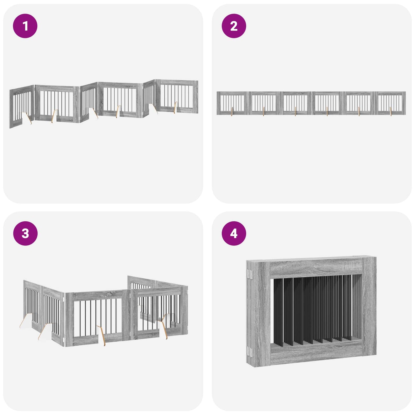 Foldable Dog Gate with Stands 6 pcs Grey Sonoma 482 cm