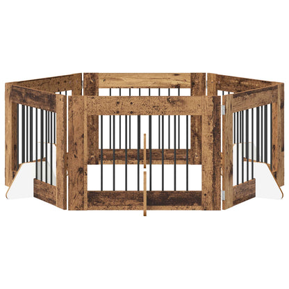 Foldable Dog Gate with Stands 6 pcs Old Wood 482 cm
