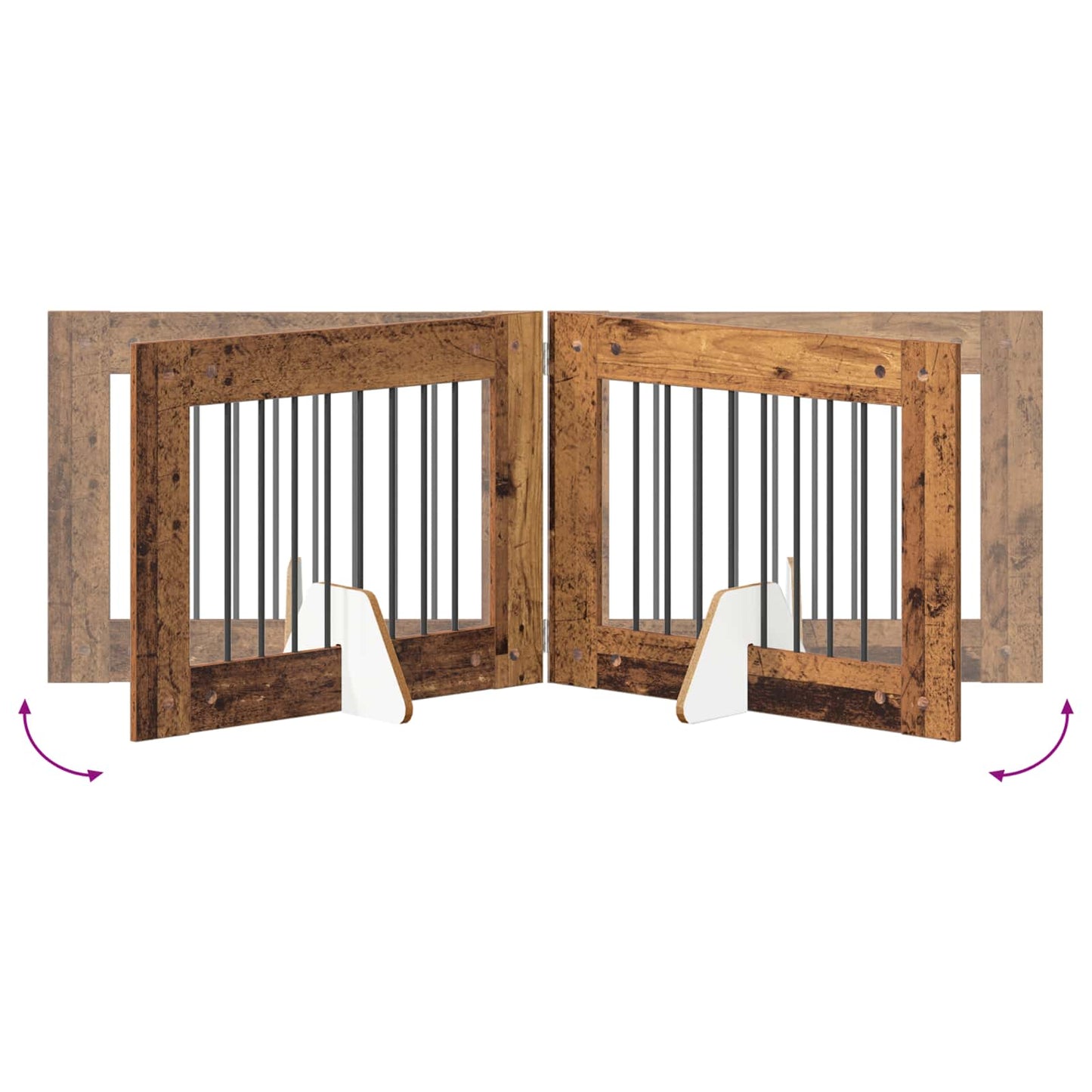 Dog Gate with Stands 6 pcs Old Wood 80 x 60 cm Engineered Wood