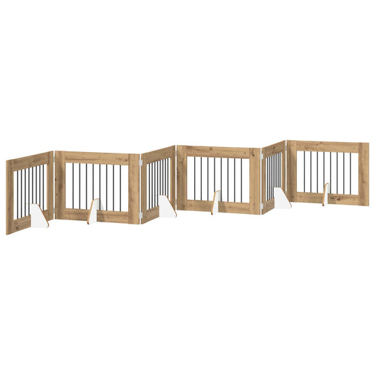 Foldable Dog Gate with Stands 6 pcs Artisan Oak 482 cm