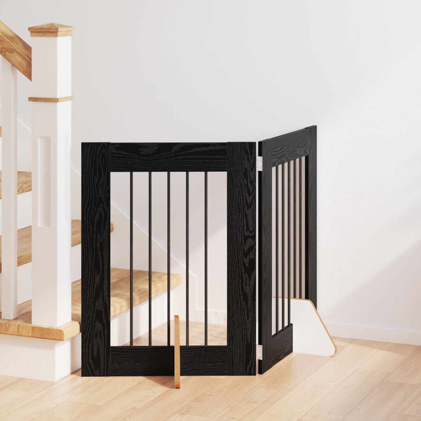 Dog Gate with Stands 2 pcs Black Oak 60 x 60 cm Engineered Wood