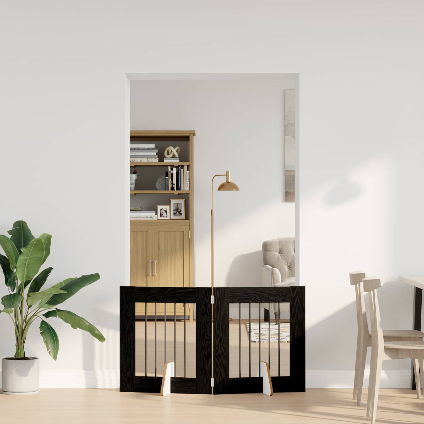 Dog Gate with Stands 2 pcs Black Oak 60 x 60 cm Engineered Wood