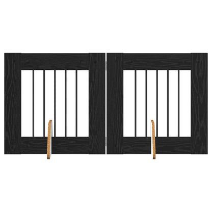 Dog Gate with Stands 2 pcs Black Oak 60 x 60 cm Engineered Wood