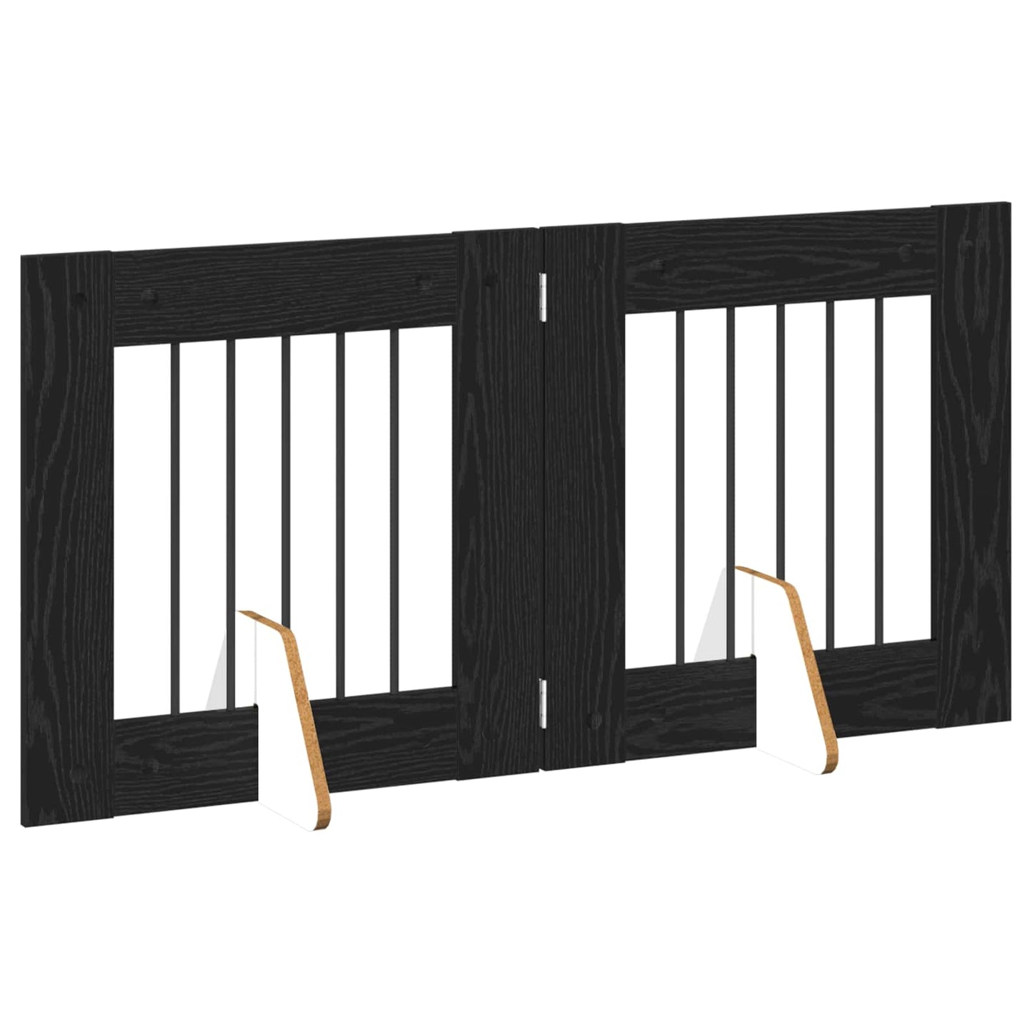 Foldable Dog Gate with Stands 2 pcs Black Oak 120.5 cm