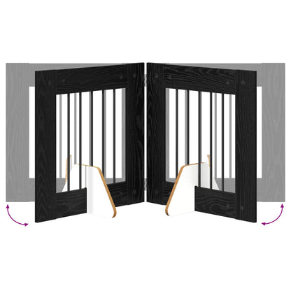 Foldable Dog Gate with Stands 2 pcs Black Oak 120.5 cm