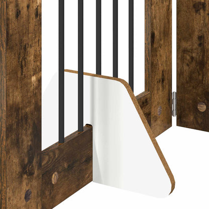 Foldable Dog Gate with Stands 2 pcs Smoked Oak 120.5 cm