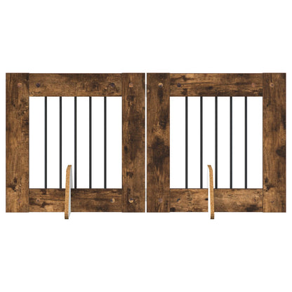 Dog Gate with Stands 2 pcs Smoked Oak 60 x 60 cm