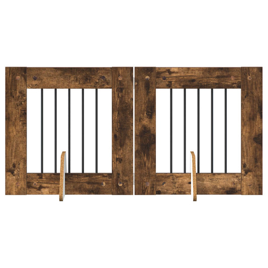 Foldable Dog Gate with Stands 2 pcs Smoked Oak 120.5 cm