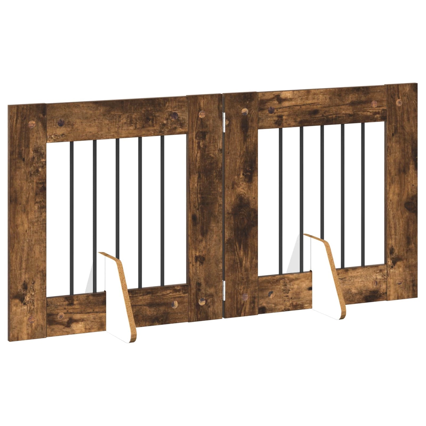 Dog Gate with Stands 2 pcs Smoked Oak 60 x 60 cm