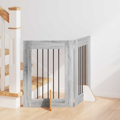 Dog Gate with Stands 2 pcs Grey Sonoma 60 x 60 cm