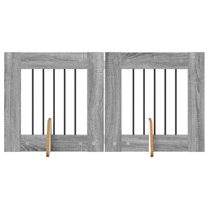Dog Gate with Stands 2 pcs Grey Sonoma 60 x 60 cm