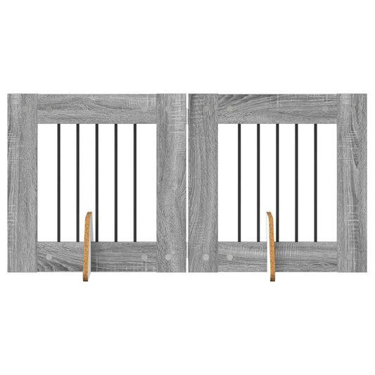 Foldable Dog Gate with Stands 2 pcs Grey Sonoma 120.5 cm