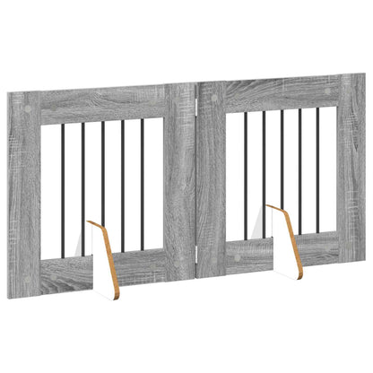 Dog Gate with Stands 2 pcs Grey Sonoma 60 x 60 cm