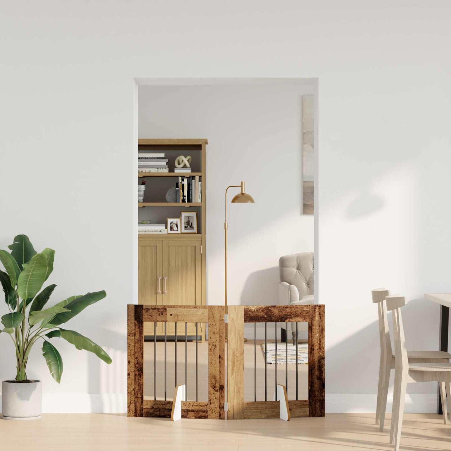 Dog Gate with Stands 2 pcs Old Wood 60 x 60 cm Engineered Wood