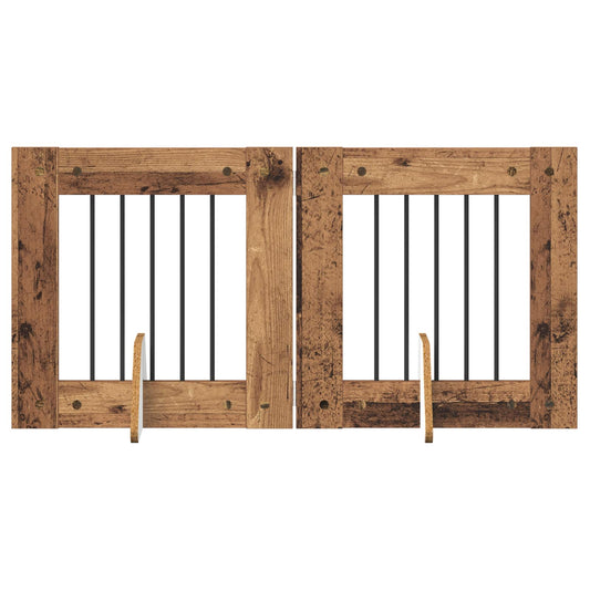 Foldable Dog Gate with Stands 2 pcs Old Wood 120.5 cm