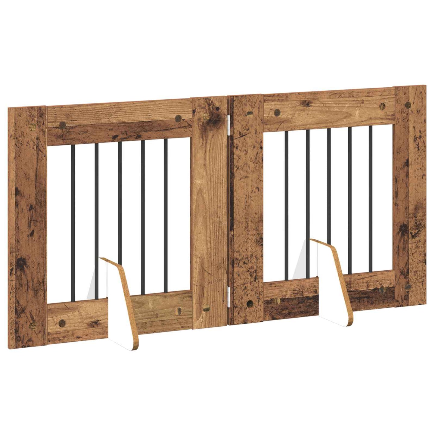 Foldable Dog Gate with Stands 2 pcs Old Wood 120.5 cm