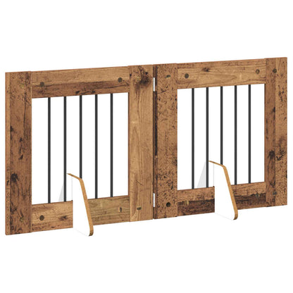 Foldable Dog Gate with Stands 2 pcs Old Wood 120.5 cm