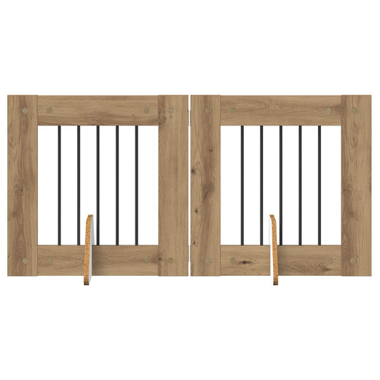 Foldable Dog Gate with Stands 2 pcs Artisan Oak 120.5 cm
