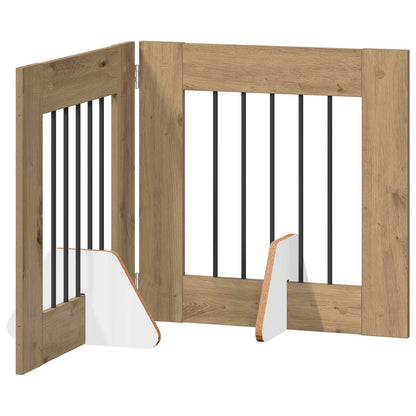 Foldable Dog Gate with Stands 2 pcs Artisan Oak 120.5 cm