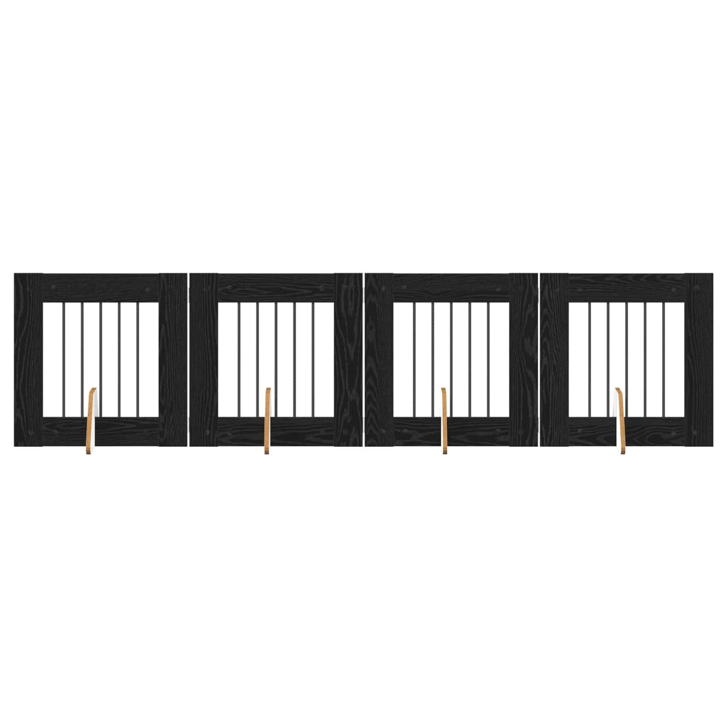 Dog Gate with Stands 4 pcs Black Oak 60 x 60 cm Engineered Wood
