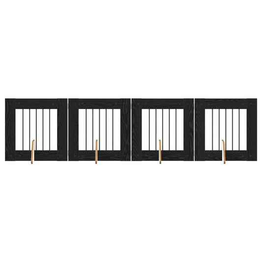 Foldable Dog Gate with Stands 4 pcs Black Oak 241 cm