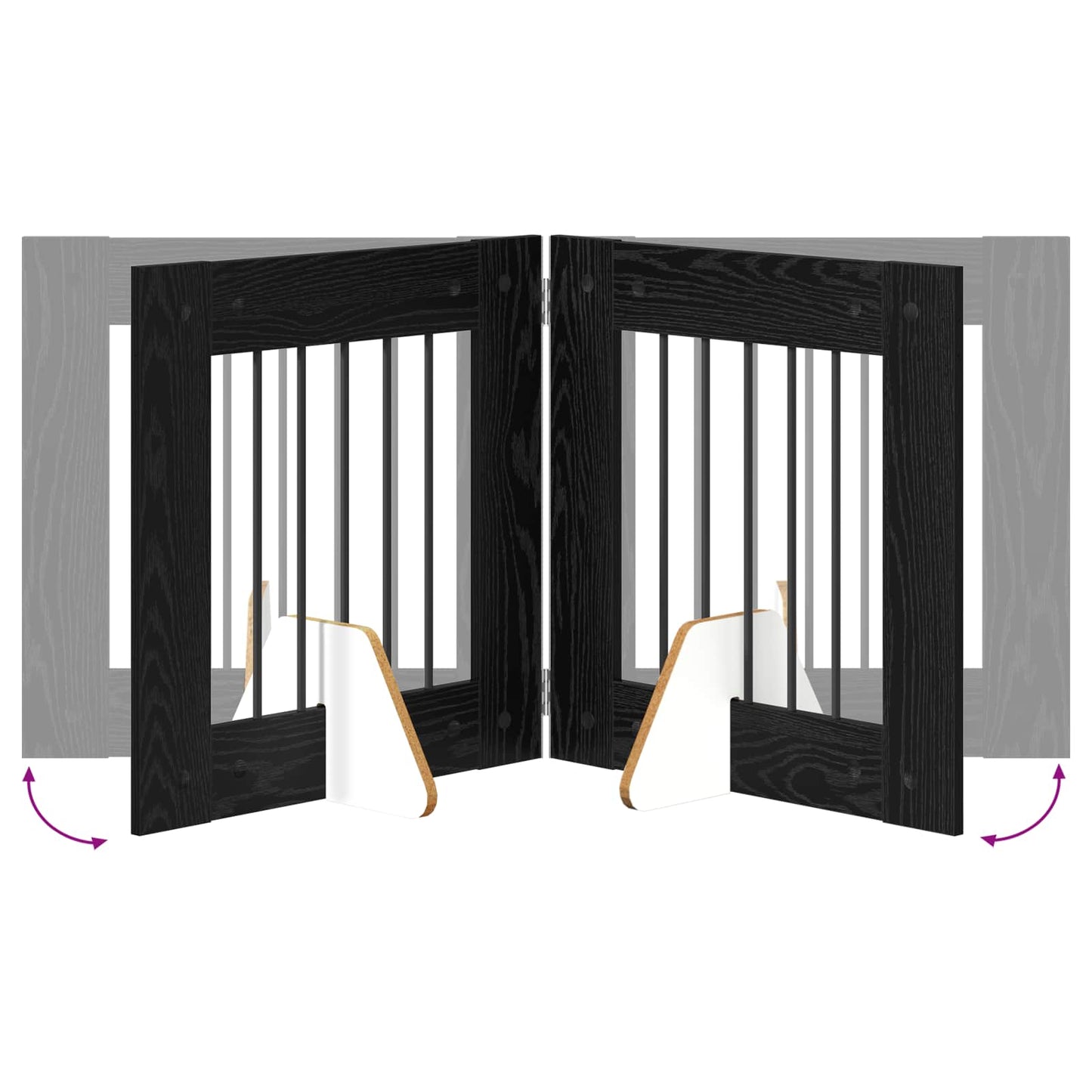 Foldable Dog Gate with Stands 4 pcs Black Oak 241 cm