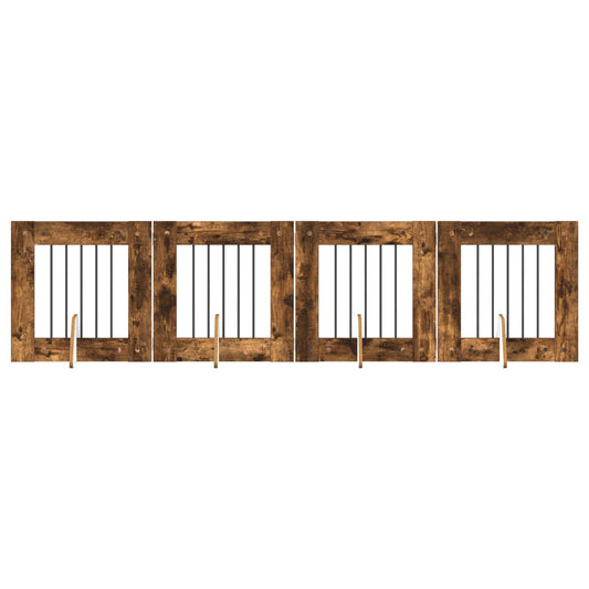 Foldable Dog Gate with Stands 4 pcs Smoked Oak 241 cm