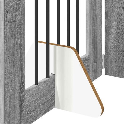 Foldable Dog Gate with Stands 4 pcs Grey Sonoma 241 cm