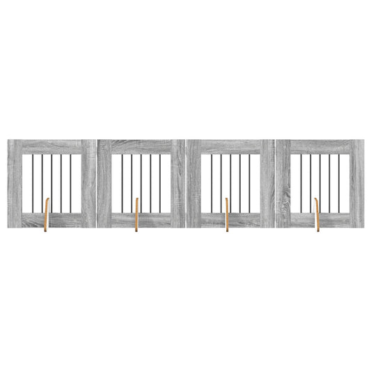Foldable Dog Gate with Stands 4 pcs Grey Sonoma 241 cm