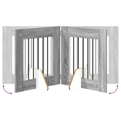 Foldable Dog Gate with Stands 4 pcs Grey Sonoma 241 cm