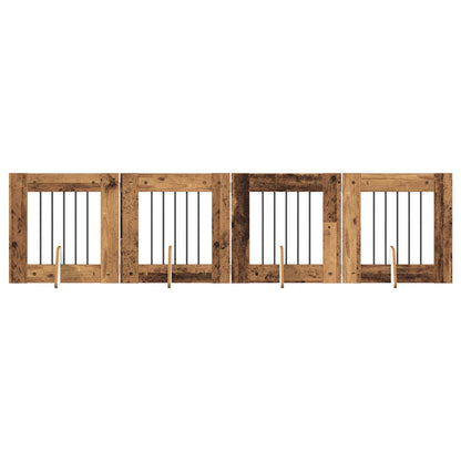 Dog Gate with Stands 4 pcs Old Wood 60 x 60 cm Engineered Wood
