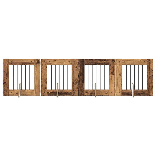 Foldable Dog Gate with Stands 4 pcs Old Wood 241 cm