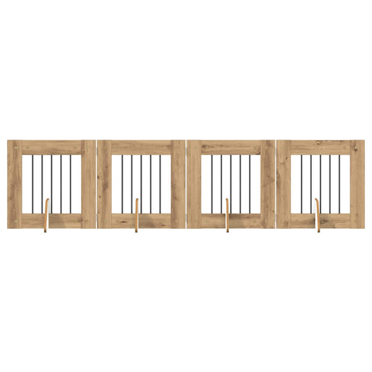 Foldable Dog Gate with Stands 4 pcs Artisan Oak 241 cm