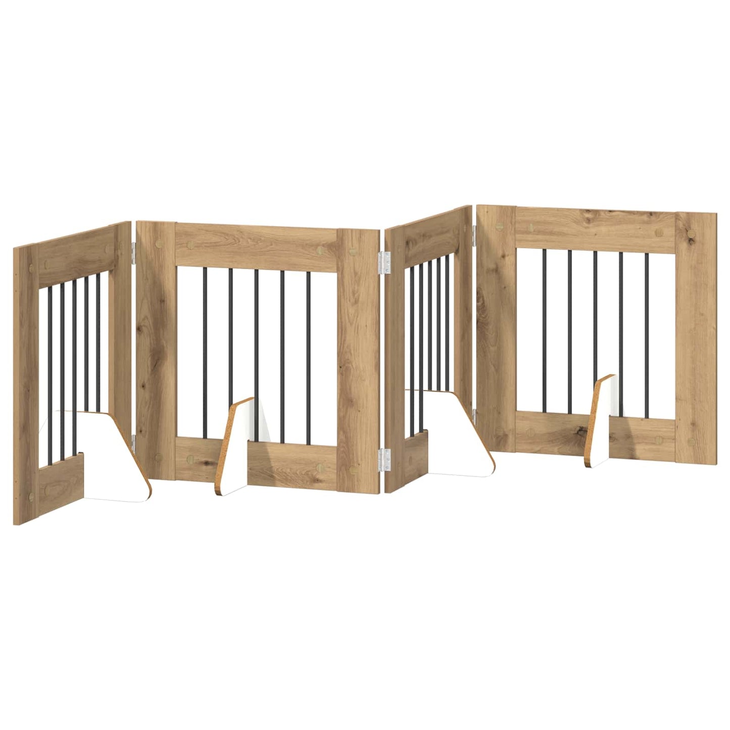 Foldable Dog Gate with Stands 4 pcs Artisan Oak 241 cm
