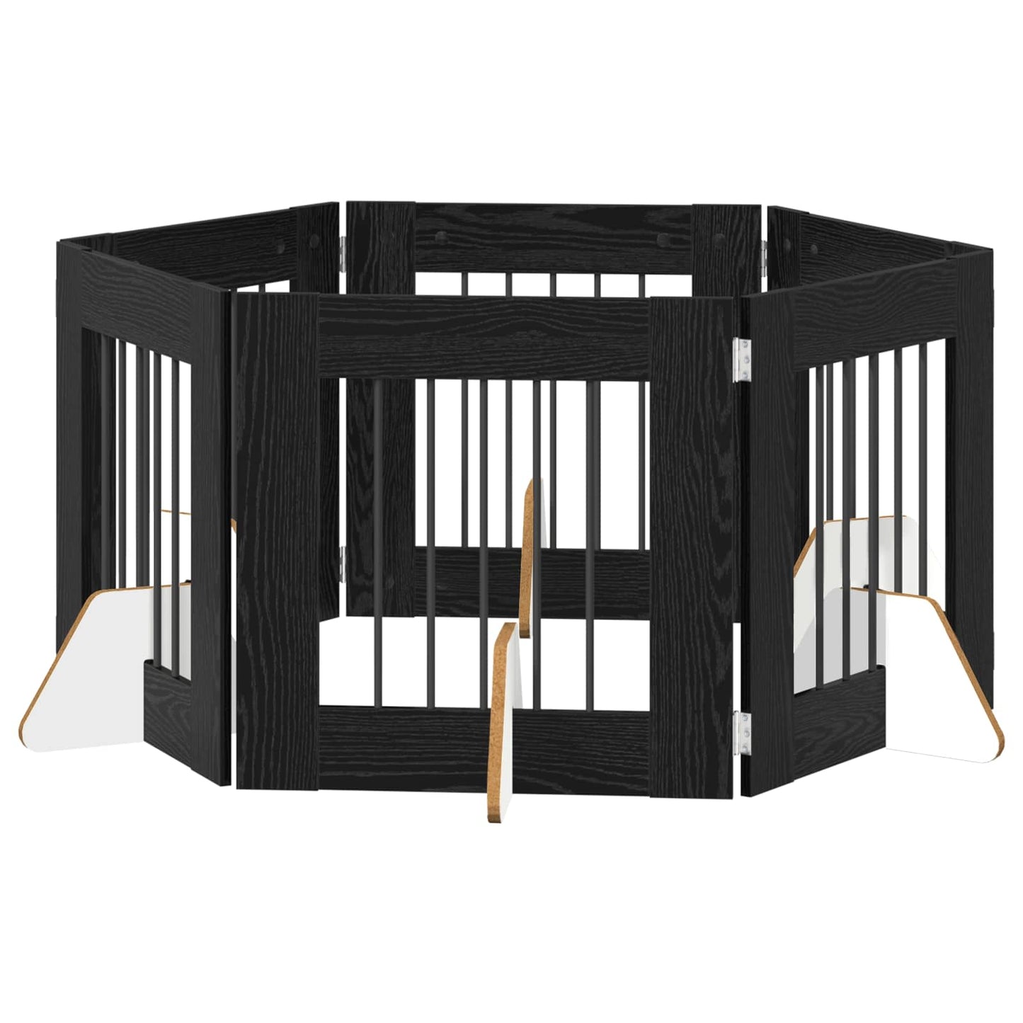 Dog Gate with Stands 6 pcs Black Oak 60 x 60 cm Engineered Wood