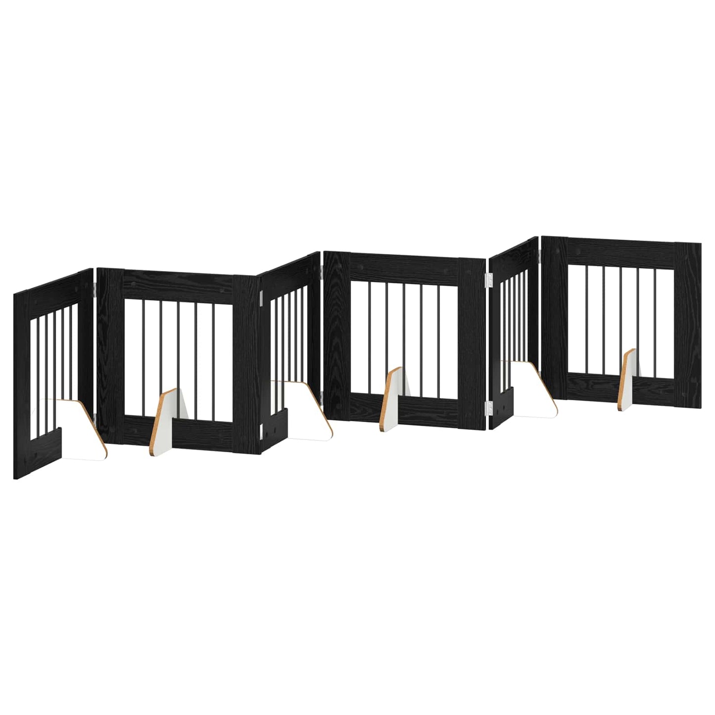 Dog Gate with Stands 6 pcs Black Oak 60 x 60 cm Engineered Wood